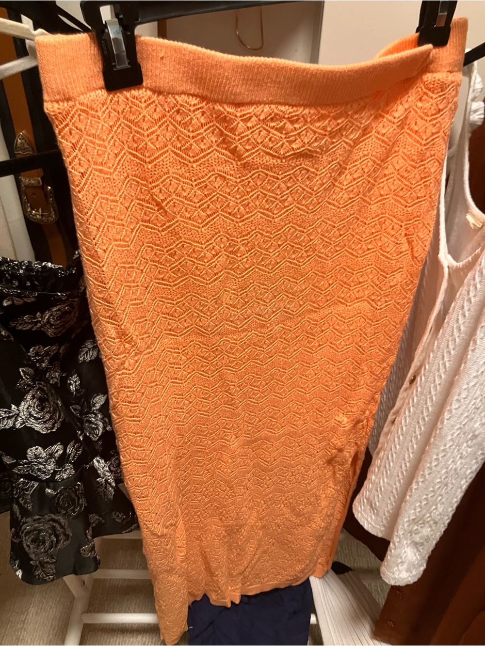 House of Harlow 1960 Orange Lace Knit Maxi Skirt Size Medium
